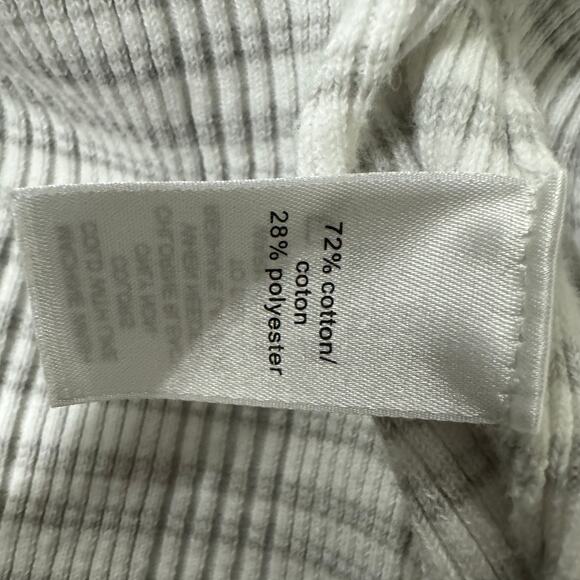 Gray and White Striped Button V-Neck Cardigan - Picture 8 of 9